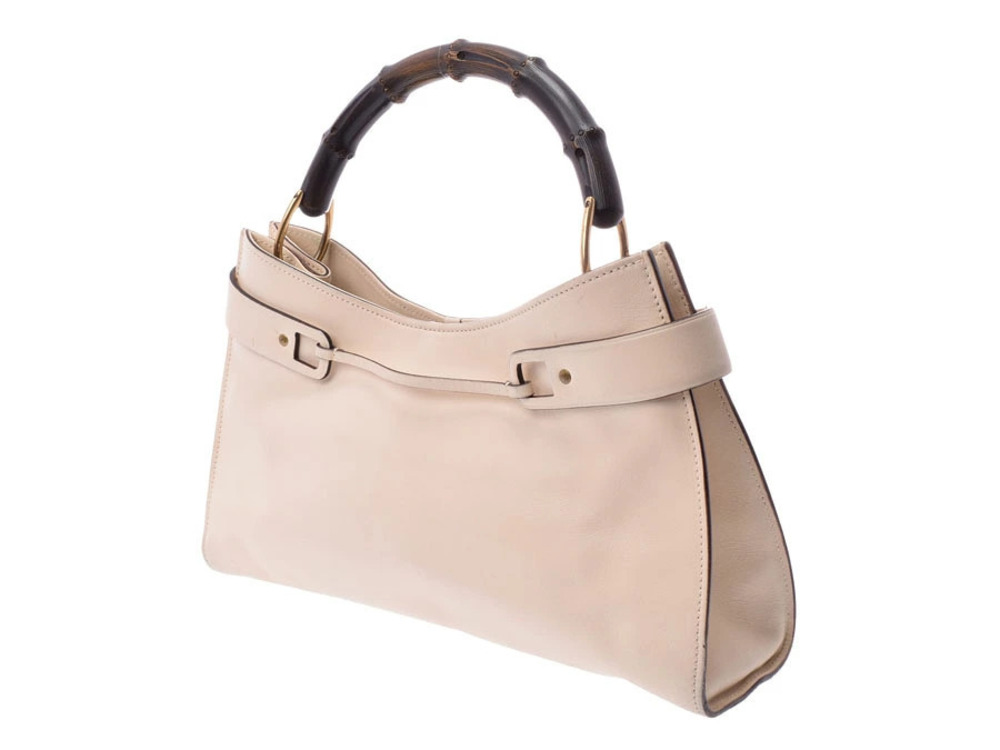 Gucci 2way Ivory White Handbag Leather Bamboo White